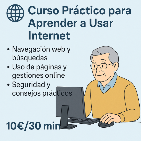 🌐 Curso Práctico para Aprender a Usar Internet – Navegación Segura y Eficiente | 10€/30 min