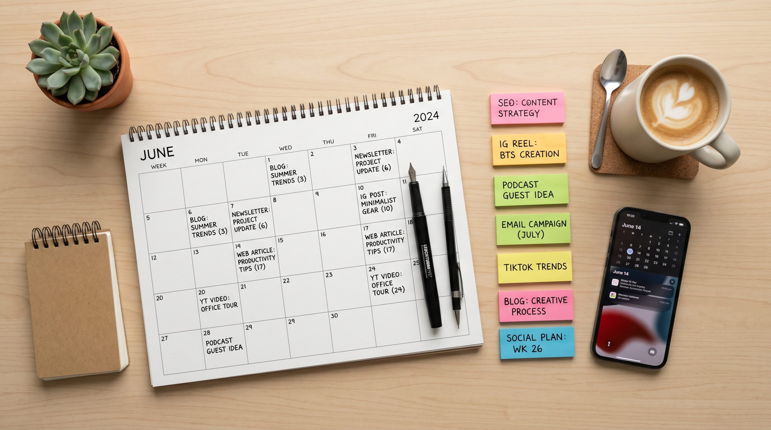 Calendario editorial para organizar la gestión de redes sociales y publicar con constancia