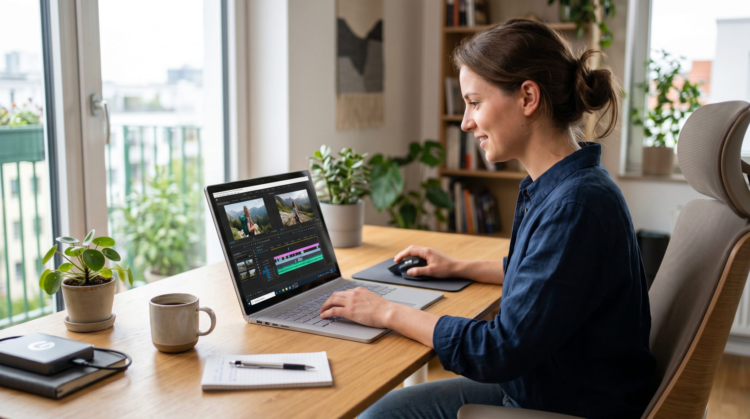 Persona aprendiendo qué es Clipchamp y cómo usarlo para editar vídeo en Windows