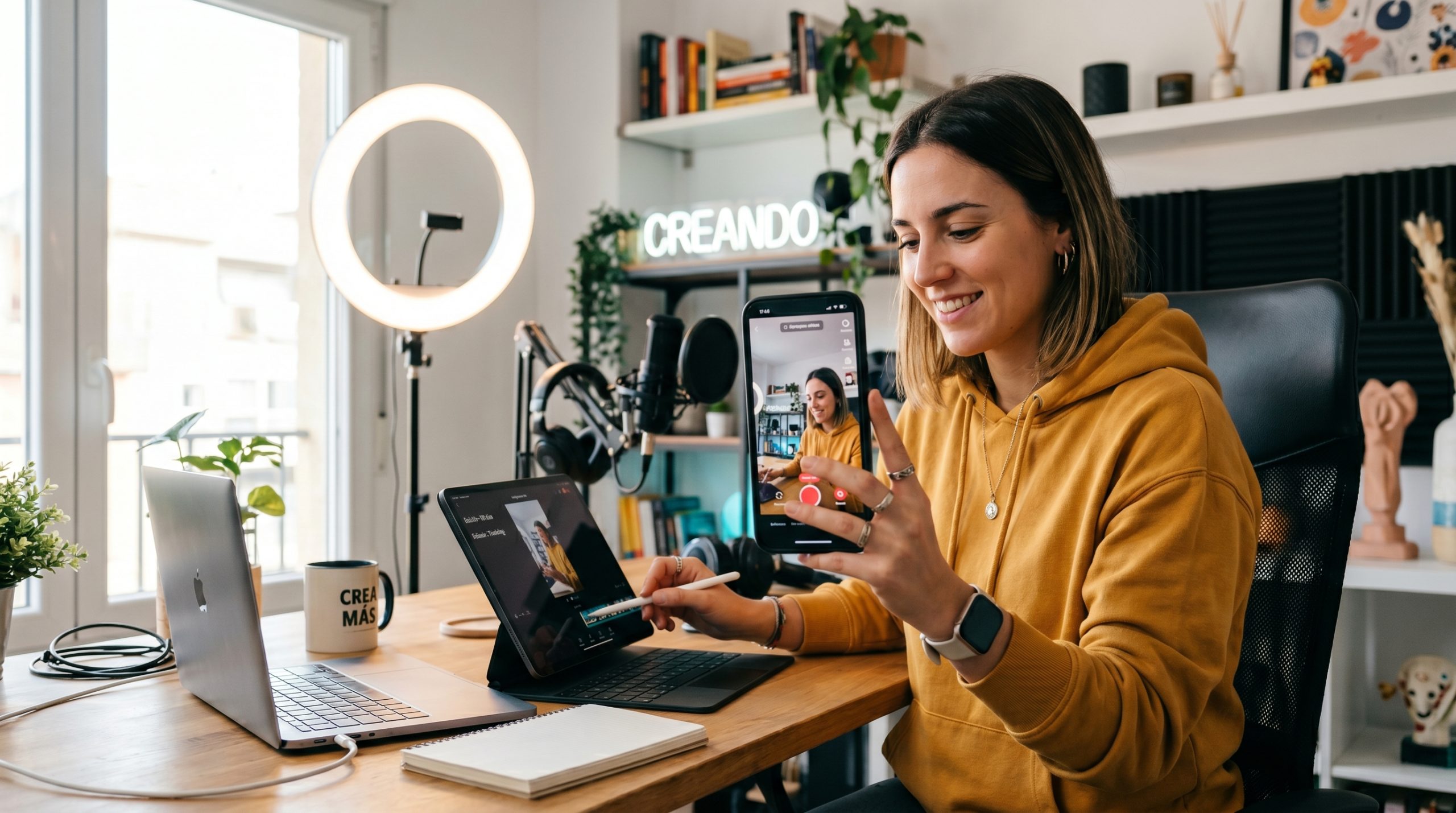 Creador aprendiendo a editar vídeos para TikTok que enganchan y consiguen más alcance