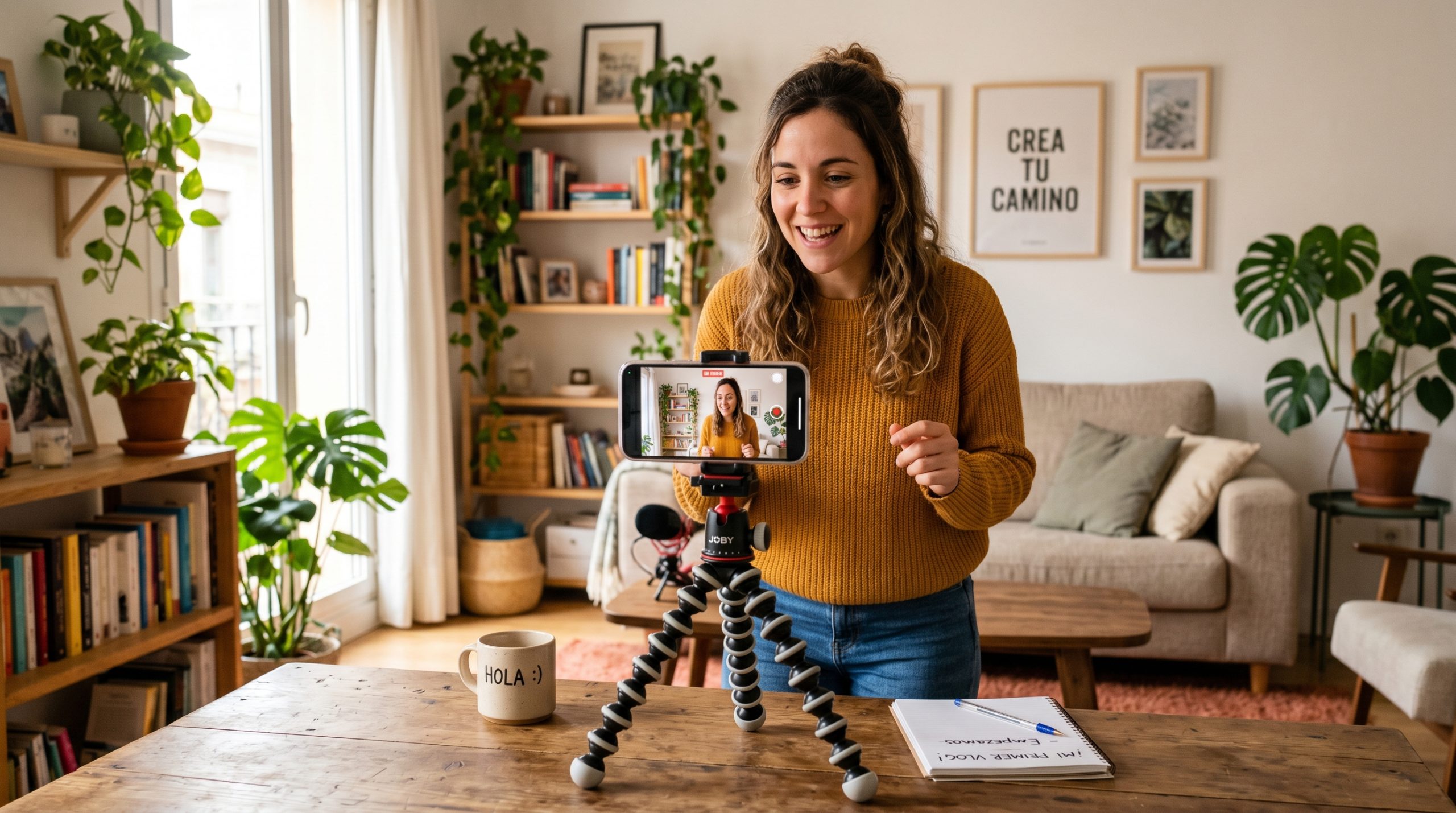 Principiante aprendiendo a hacer un vídeo desde cero con su móvil paso a paso