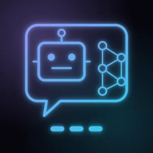Bot de Telegram conectado a una red de nodos dentro de una burbuja de chat, con tres marcas de nivel: plan Avanzado