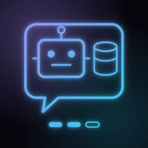 Bot de Telegram junto a un cilindro de base de datos dentro de una burbuja de chat, con dos marcas de nivel: plan Intermedio