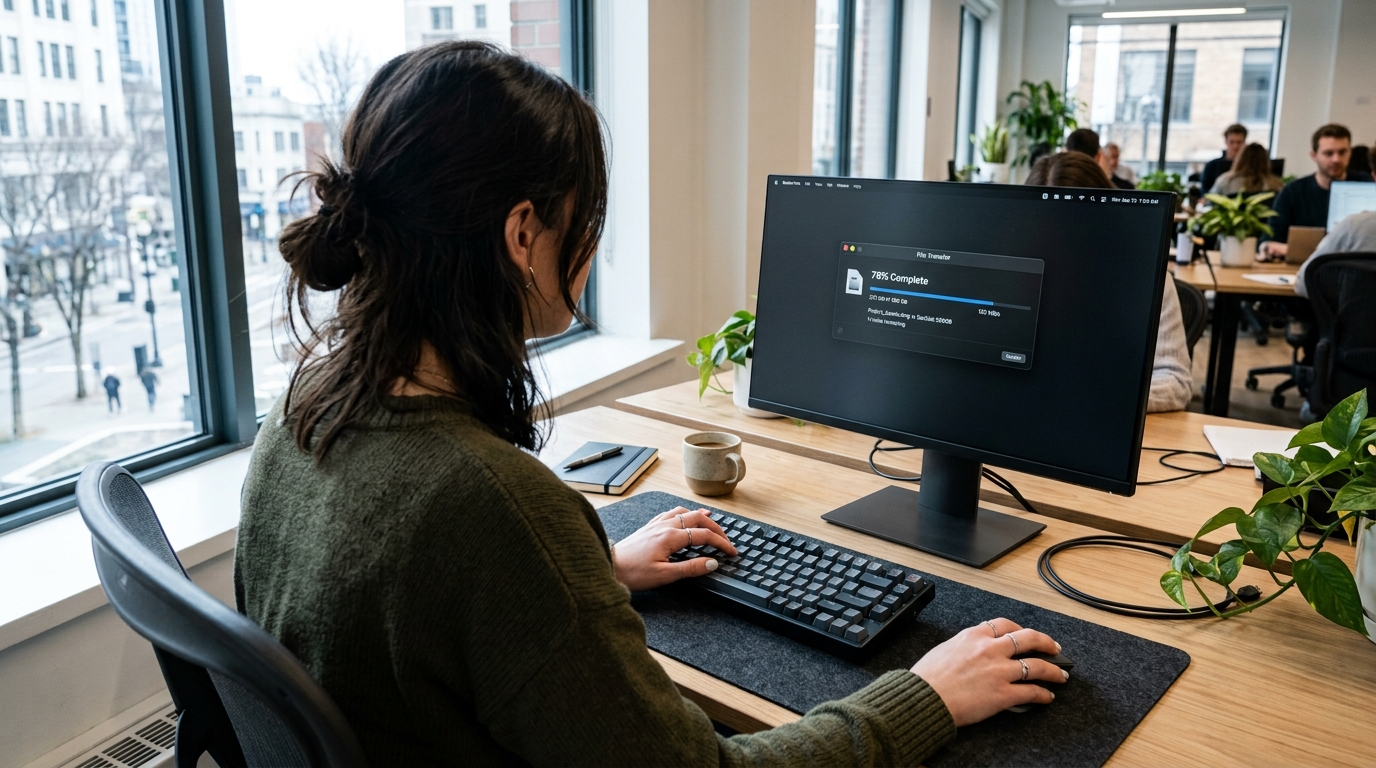Transferencia en curso al enviar archivos grandes por internet