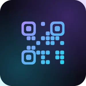 Generador de códigos QR para tu web: icono con un código QR en degradado violeta y cian.
