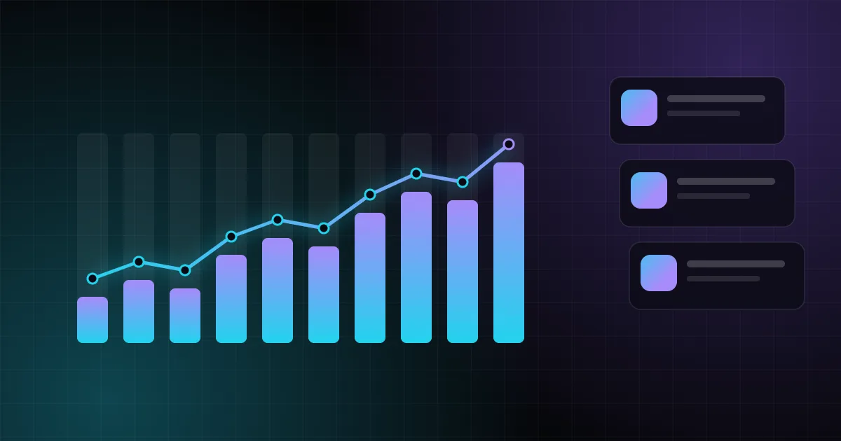 Gráfico abstracto de crecimiento del alcance en redes sociales